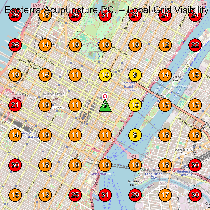 Esoterra Acupuncture PC. GeoGrid visibility map for Acupuncture Clinic in New York